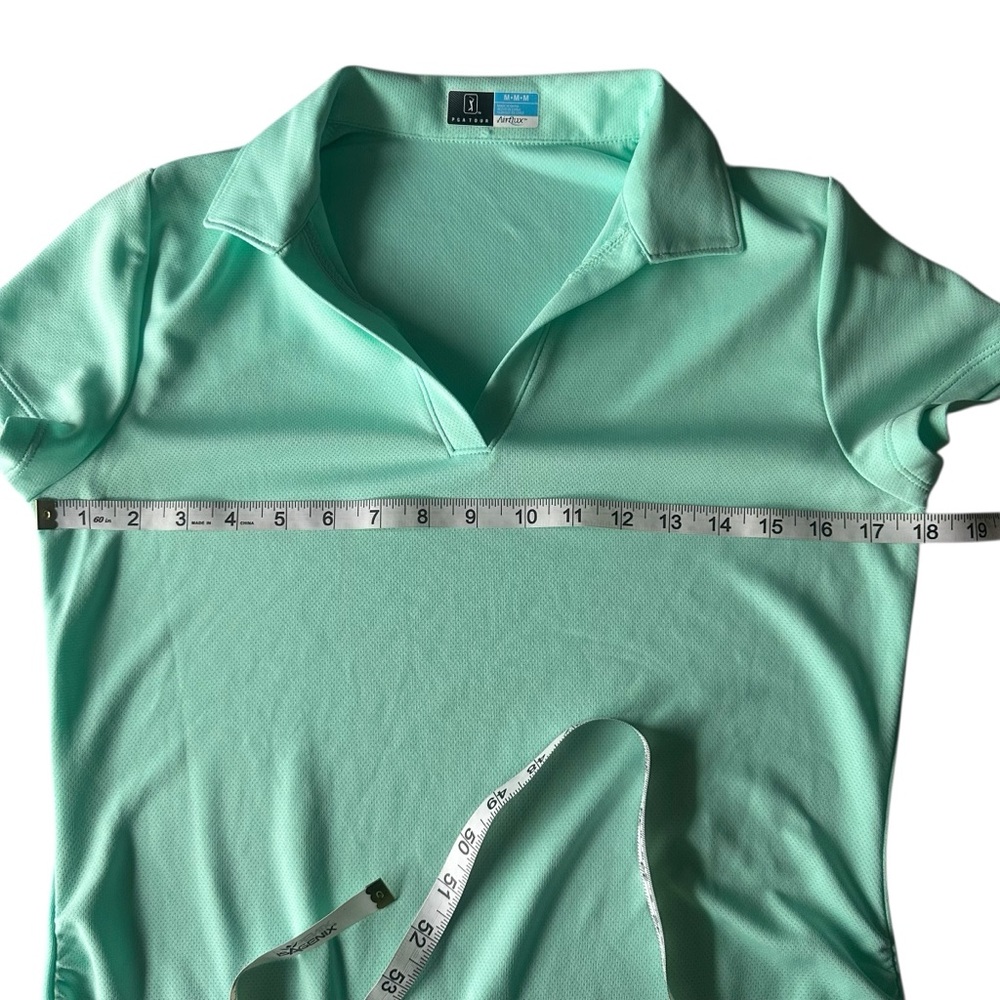 PGA Tour Women’s Medium Performance Golf Polo Mint Green Athletic Top - Picture 3 of 7